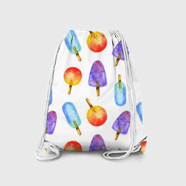 Рюкзак «Яркое мороженое на палочке, акварельный паттерн»
