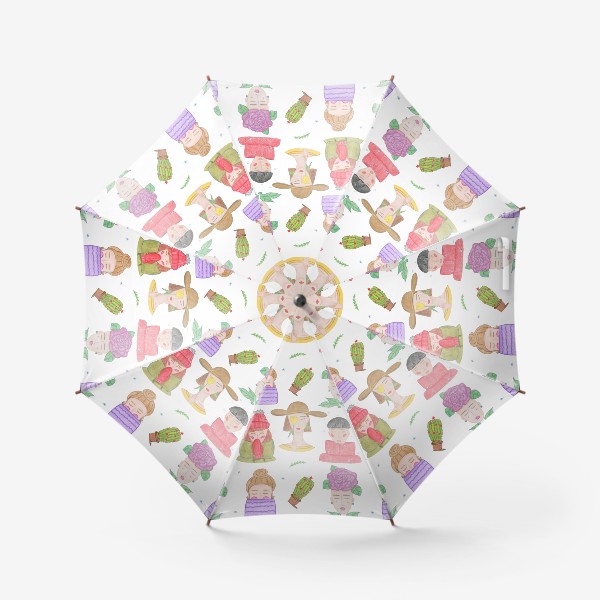 Зонт «Лица на белом фоне Новый год Паттерн Модный узор»