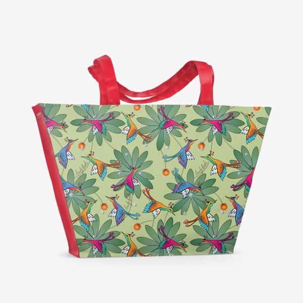 Пляжная сумка &laquo;LOVELY BIRDS. Птички, листья и ягоды&raquo;