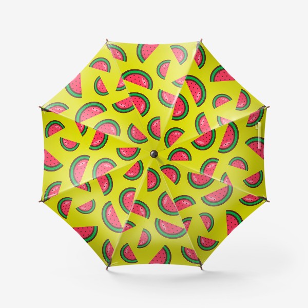 Зонт «Сочные арбузики на желтом фоне. Ягоды.Паттерн арбуза»