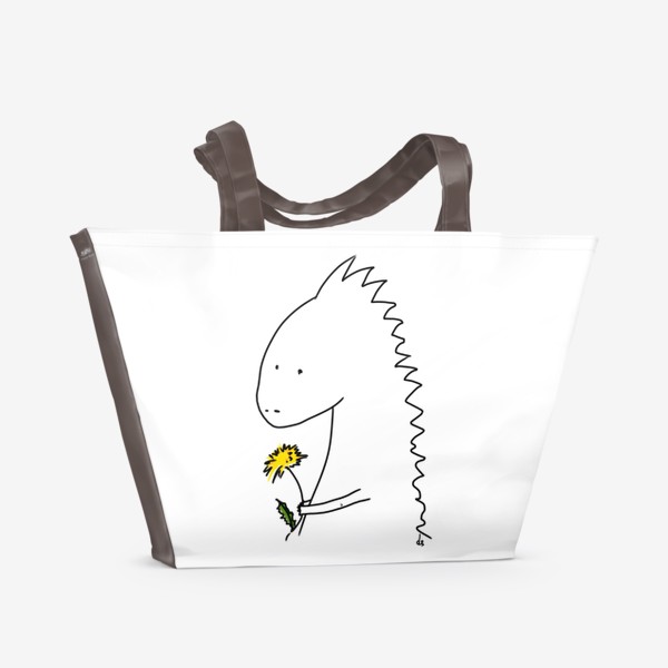 Пляжная сумка «Динозаврик с одуванчиком »