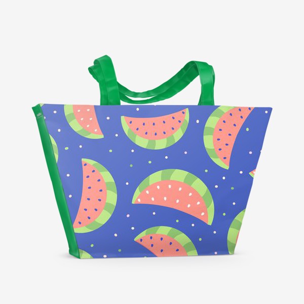 Пляжная сумка «Милые дудлы арбузы.  Ягоды, фрукты. Нежный детский узор »