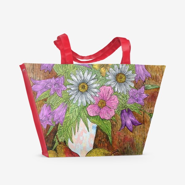 Пляжная сумка «Яркий букет цветов»
