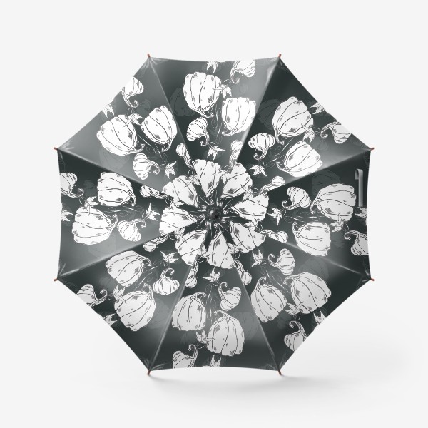 Зонт «Милые сказочные белые скетч тыквы на темном»