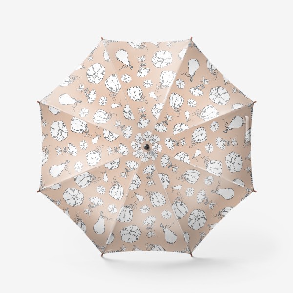 Зонт «Сказочные милые белые скетч тыквы паттерн на бежево розовом»
