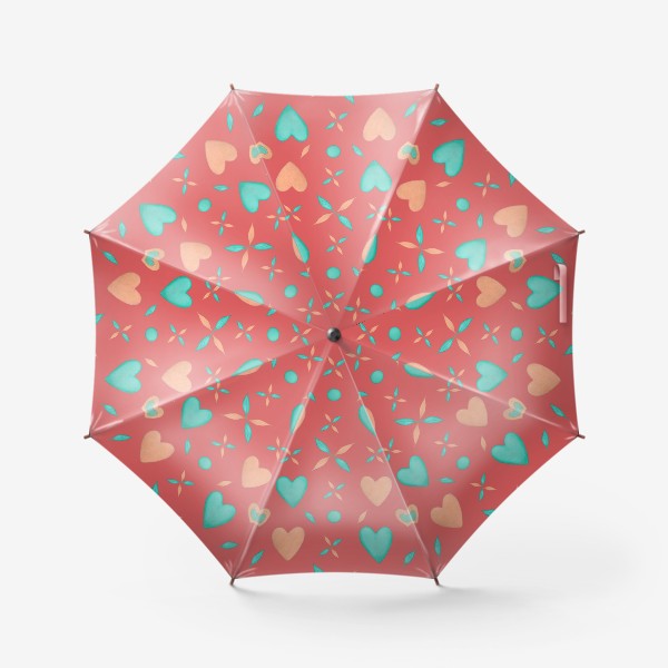 Зонт «Восточный мотив Паттерн сердечки на красном фоне Оригинальный узор»
