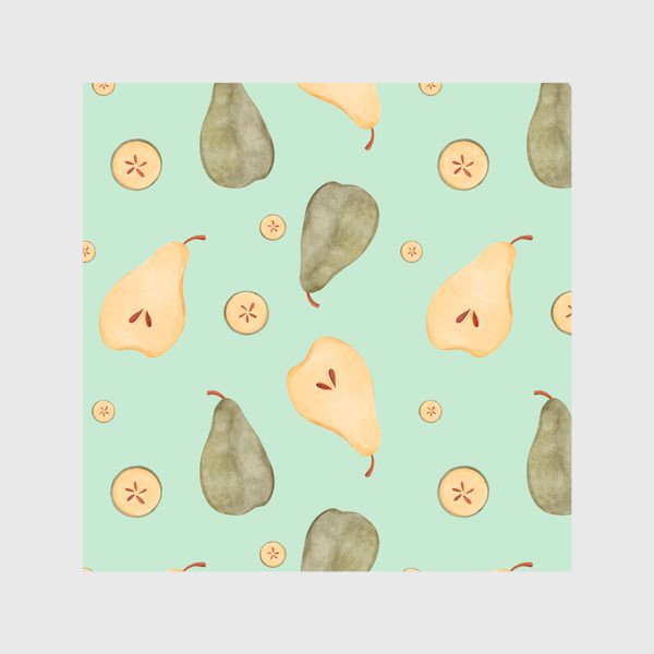 Скатерть «Дольки сочных зеленых груш паттерн на мятном»