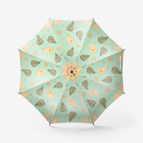Зонт «Дольки сочных зеленых груш паттерн на мятном»
