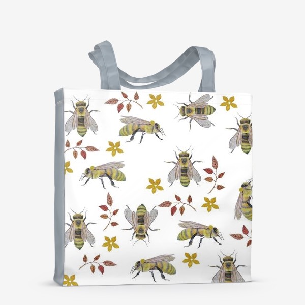Сумка-шоппер «Паттерн с пчелами на белом фоне»