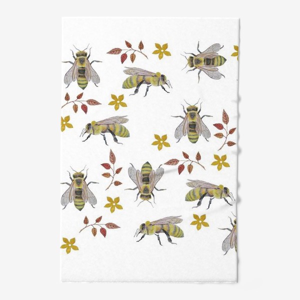 Полотенце «Паттерн с пчелами на белом фоне»