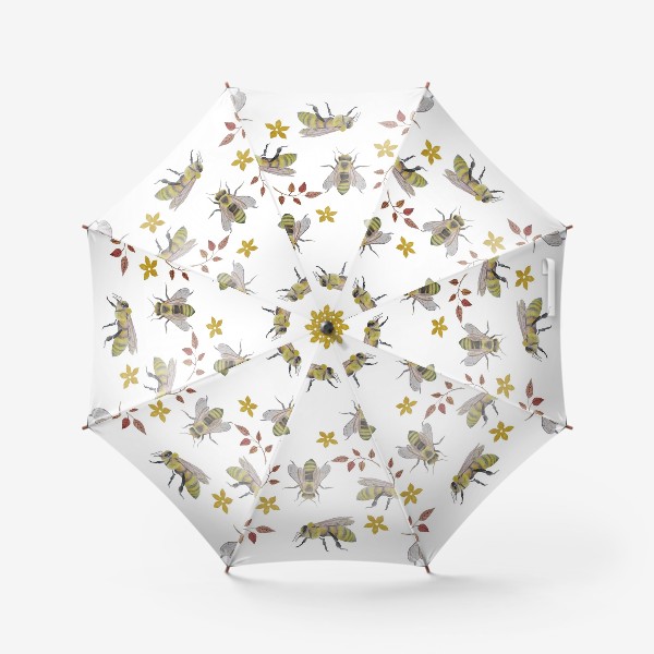 Зонт «Паттерн с пчелами на белом фоне»