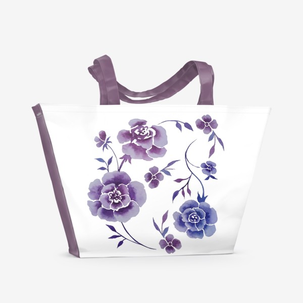 Пляжная сумка «Акварельные веточки с цветами»