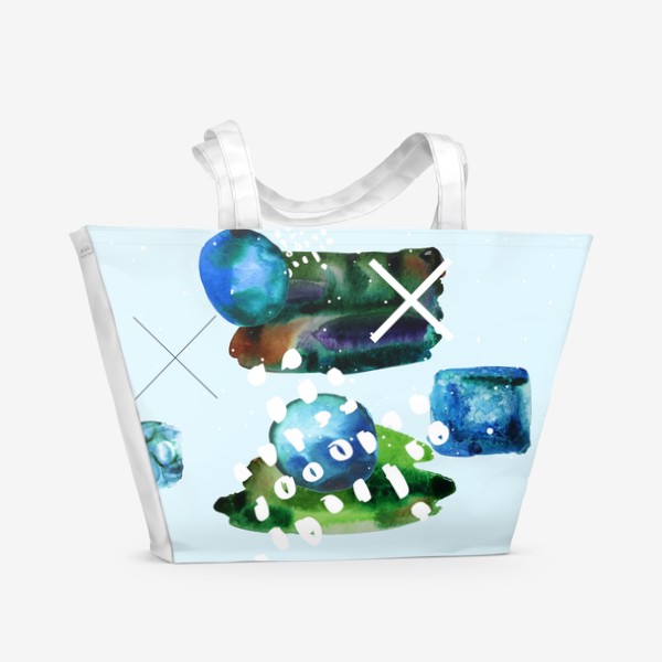 Пляжная сумка «Коллаж с акварельными абстрактными фэлементами»