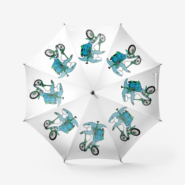 Зонт «Акула на велосипеде со снаряжением для сап серфинга»