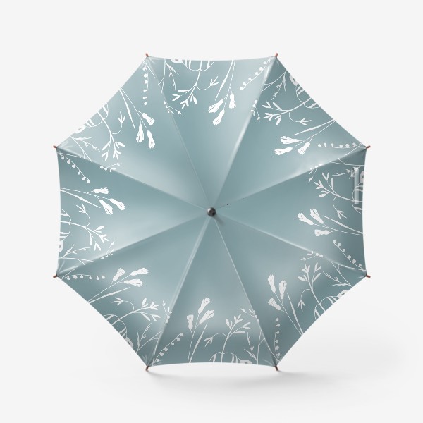 Зонт «Силуэт летних трав веточек на бирюзовом»