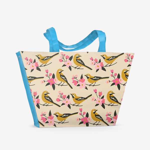 Пляжная сумка «Птица в цветах»