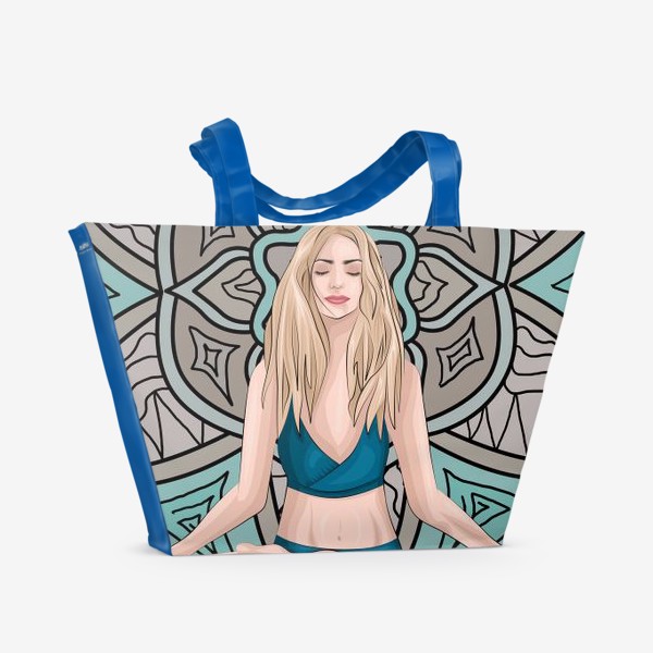 Пляжная сумка «Йога, девушка, мандала»