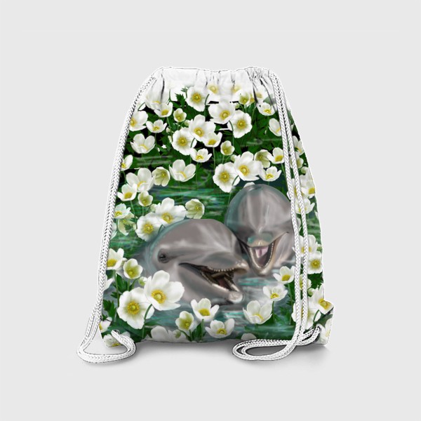 Рюкзак «Дельфины в цветах»