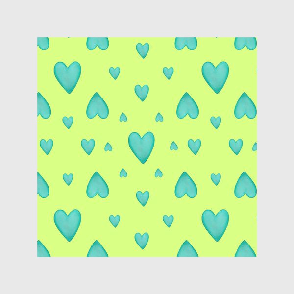 Шторы «Мятные сердечки на зеленом фоне Паттерн Узор на фоне цвет лайм»