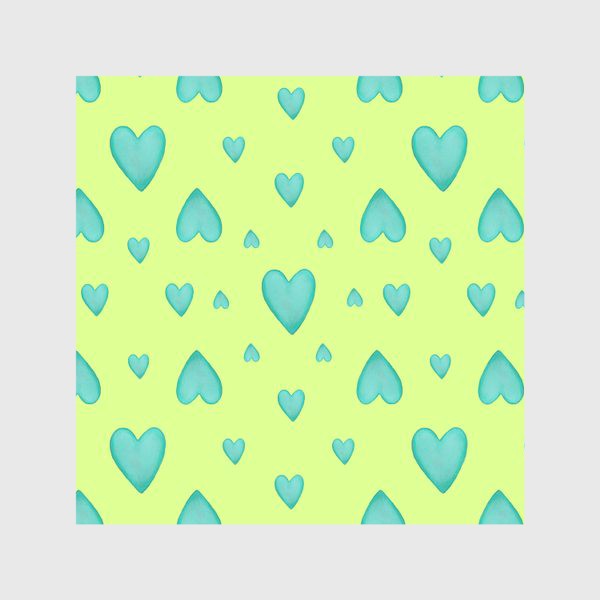 Скатерть «Мятные сердечки на зеленом фоне Паттерн Узор на фоне цвет лайм»