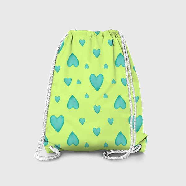 Рюкзак «Мятные сердечки на зеленом фоне Паттерн Узор на фоне цвет лайм»