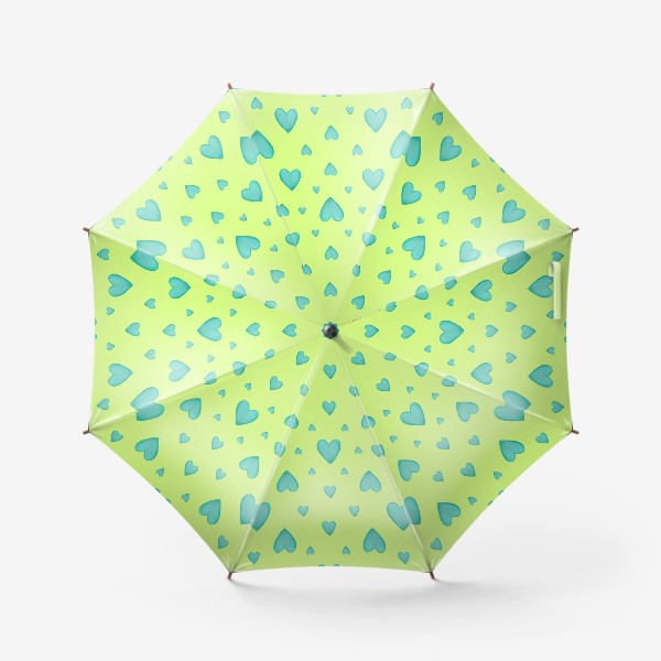 Зонт «Мятные сердечки на зеленом фоне Паттерн Узор на фоне цвет лайм»