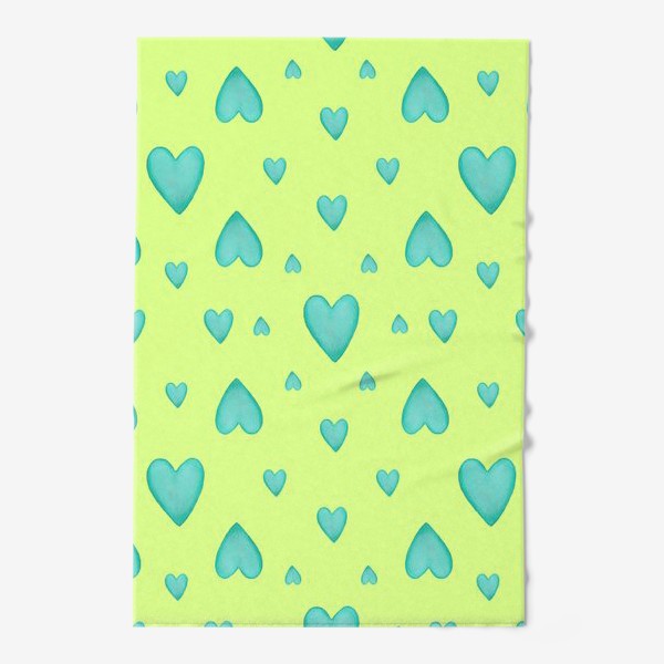 Полотенце «Мятные сердечки на зеленом фоне Паттерн Узор на фоне цвет лайм»