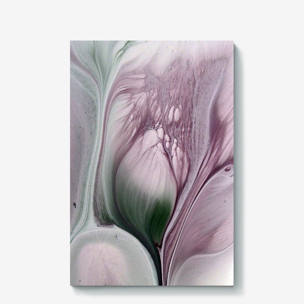 Холст «Растительная абстракция в серо-зеленых и розовых цветах, абстрактный цветок»