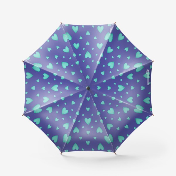Зонт «Мятные сердечки на фиолетовом фоне Паттерн Яркий узор»