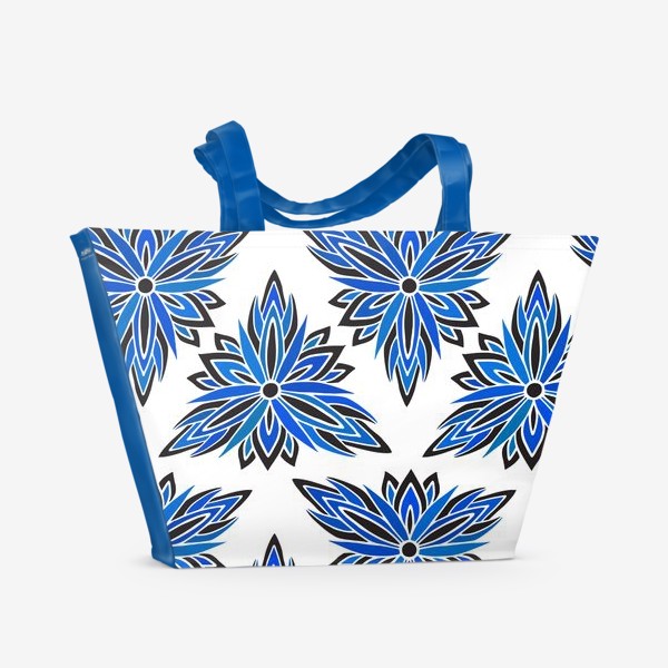Пляжная сумка &laquo;Синие абстрактные цветы&raquo;
