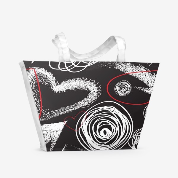Пляжная сумка «Текстура с дудлами, стрелками и сердечками»