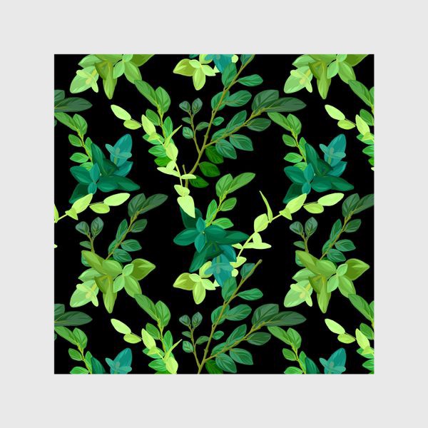 Шторы &laquo;Зеленые листья на черном&raquo;