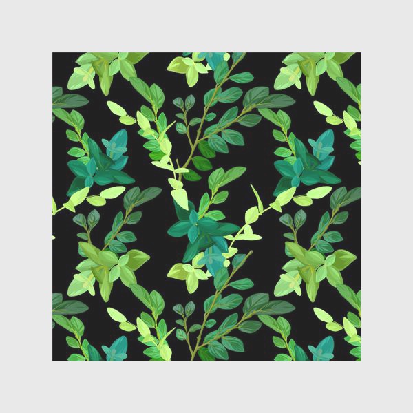 Скатерть «Зеленые листья на черном»