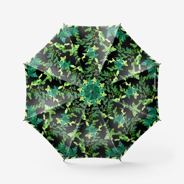 Зонт «Зеленые листья на черном»