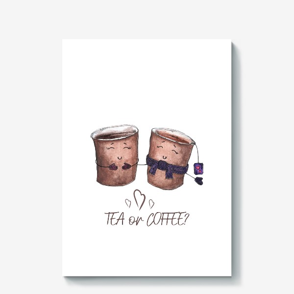 Холст &laquo;Дуэт стаканчиков - чай или кофе?&raquo;