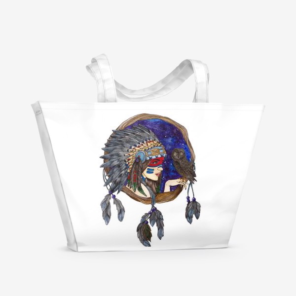 Пляжная сумка «Ловец снов космическая девушка»