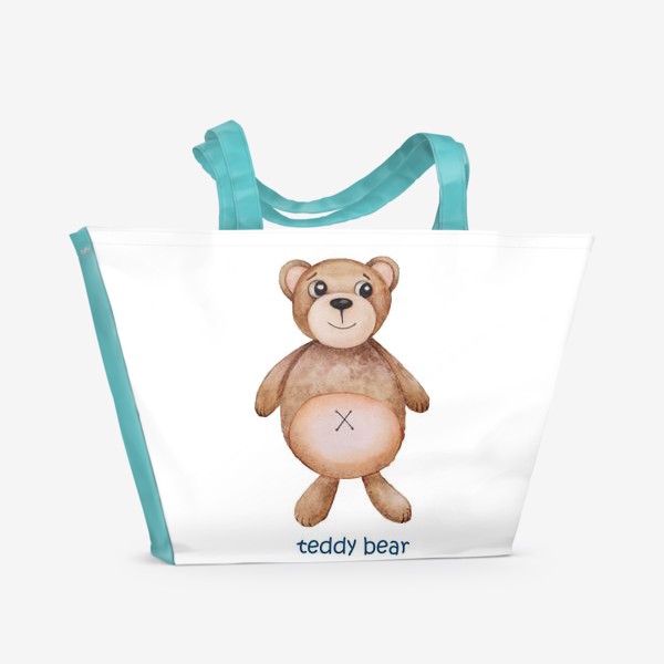 Пляжная сумка «Акварель медведь медвежонок»