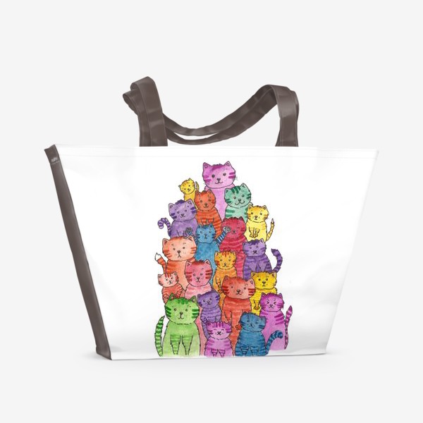 Пляжная сумка «Радужные котики»