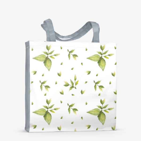 Сумка-шоппер «Паттерн из акварельных зеленых листьев»