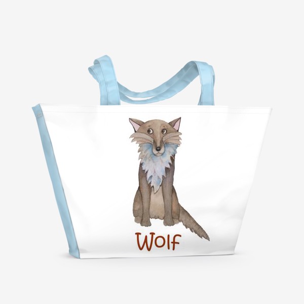 Пляжная сумка «Акварель волк»