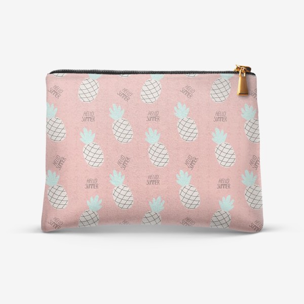 Косметичка «паттерн с ананасами в стиле дудл на розовом фоне »