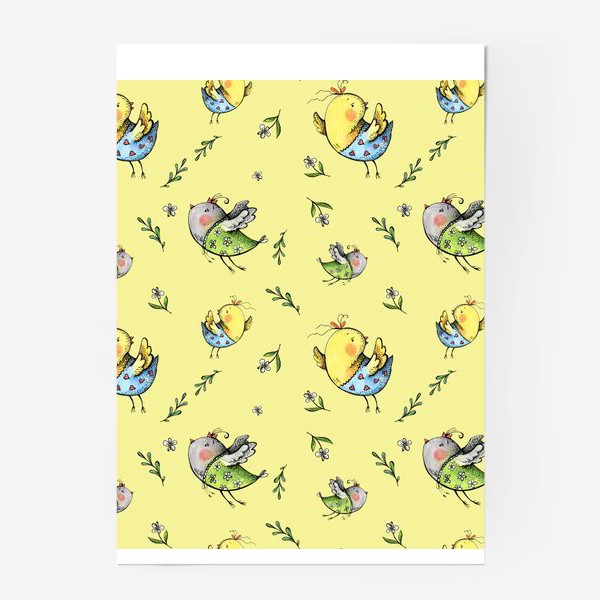 Постер «Птички-невелички на желтом»