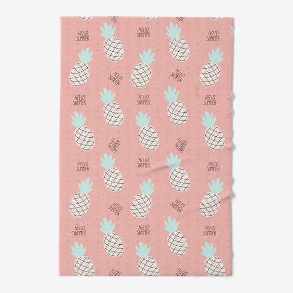 Полотенце «паттерн с ананасами в стиле дудл на розовом фоне »