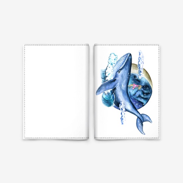 Обложка для паспорта «космос и кит»