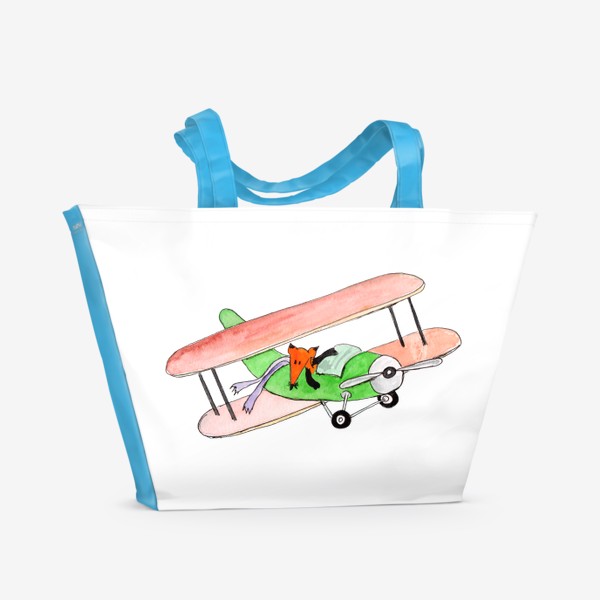 Пляжная сумка «Лис в самолете. Помаши ручкой проблемам!»