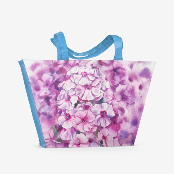 Пляжная сумка «Акварель Розовые цветы Флоксы»