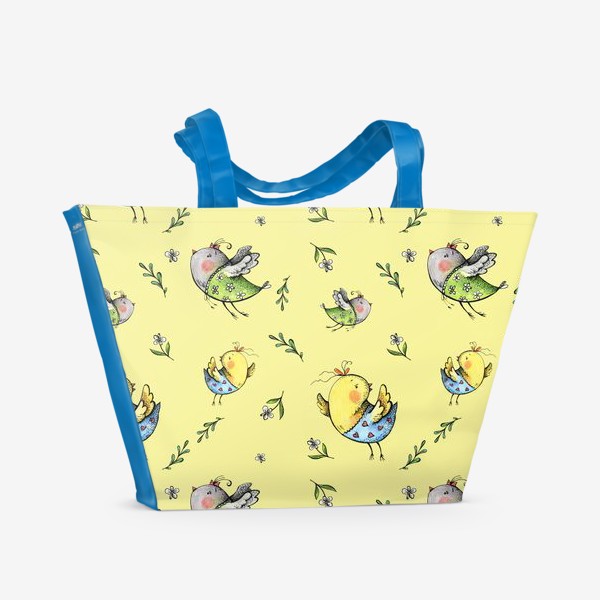 Пляжная сумка &laquo;Птички-невелички на желтом&raquo;