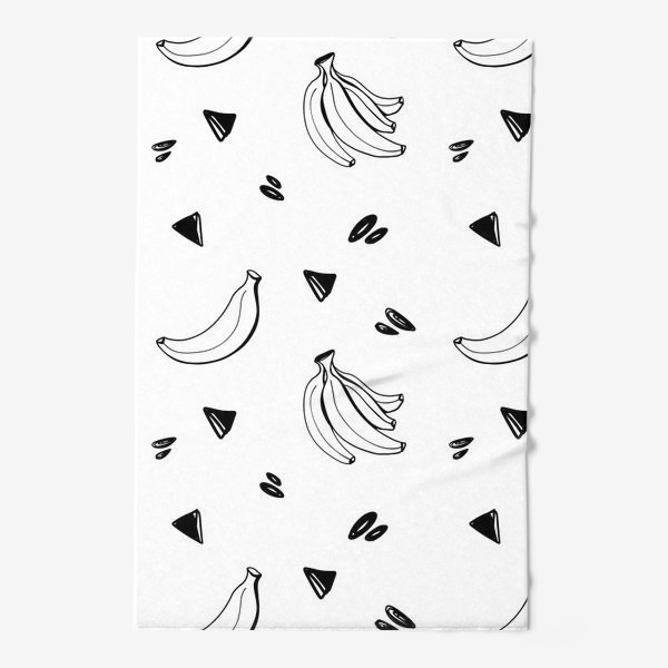 Полотенце «Милый черный контур банан и треугольник паттерн »