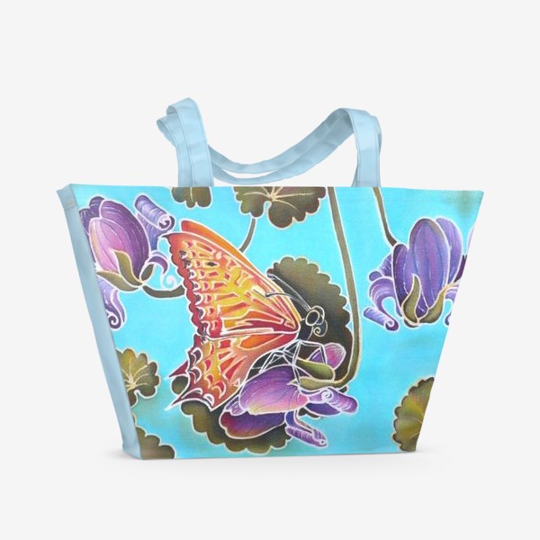 Пляжная сумка «Цикламен и бабочка »
