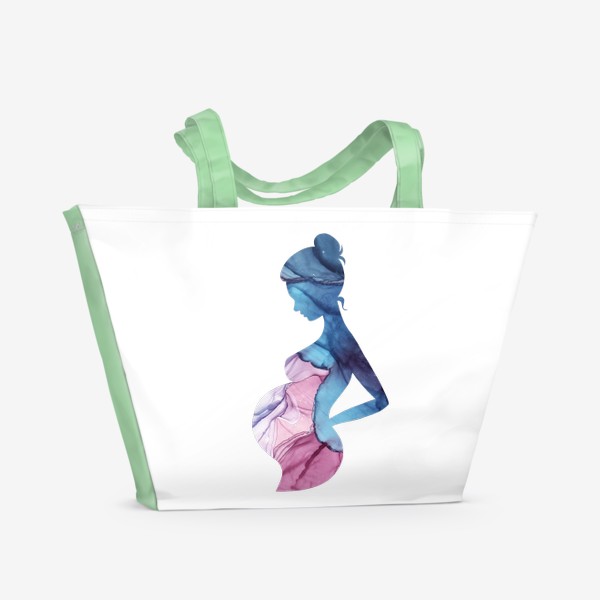 Пляжная сумка «Беременность, силуэт, абстракция»